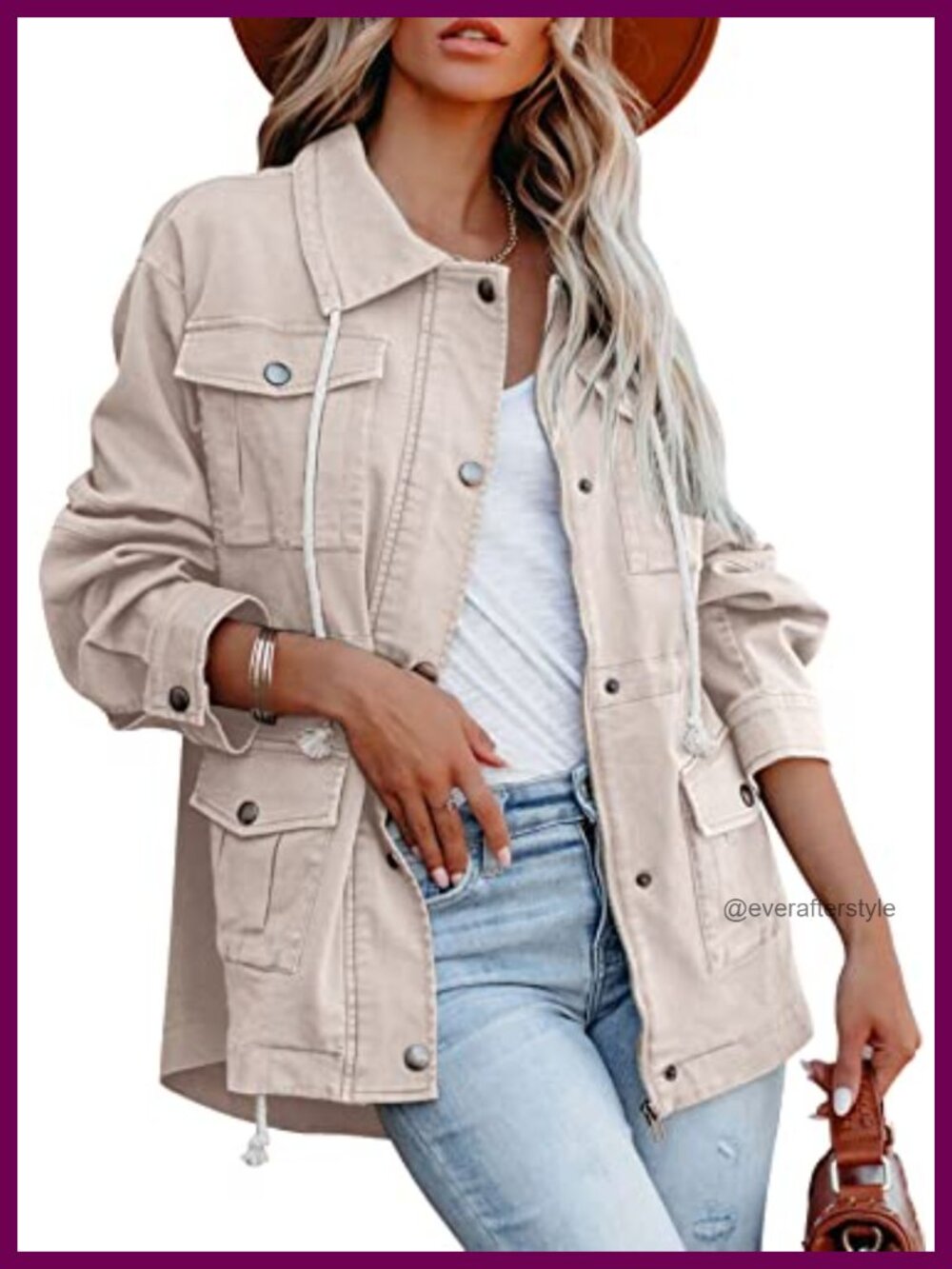 Womens Military Anorak Jacket Zip Up Safari Utility Coat Outwear